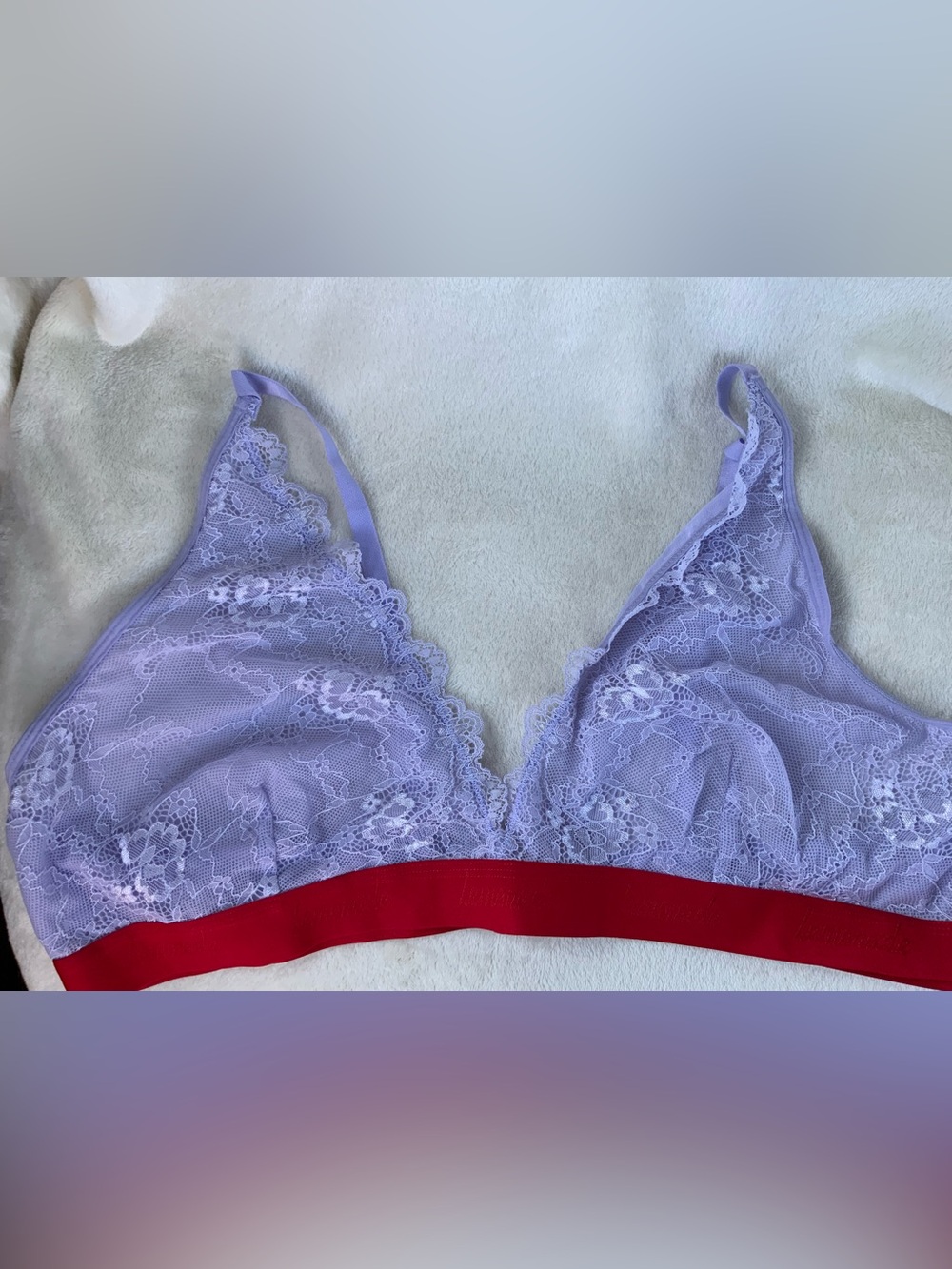 Lemon Lavender Lace Bralette with Red Band